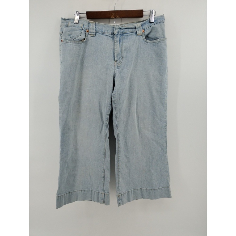 Tommy Jeans Women's Wide Leg Capri Jeans 13 (34x23) Mid Rise Stretch Crop
